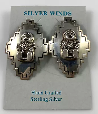 Navajo Storyteller Earrings Sterling Silver Vintage 22.6g • $9.50