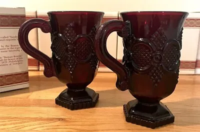 2 Vintage Avon Cape Cod Ruby Red Pedestal Mugs 5  Tall • $4.99