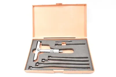 Mitutoyo 129-132 .001  Ratchet Thimble Depth Micrometer Set 0-6  Range W/ Case • $115