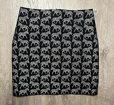 J. Crew Skirt Mini Zebra Novelty Print Pencil Black Size 00 Back Zip Fully Lined • $10