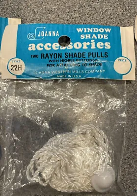 VINTAGE PAC OF Joanna 2 RAYON RINGS SHADE PULLS FOR WINDOW SHADES NOS • $5