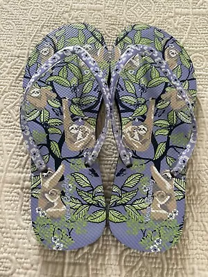 Vera Bradley Women's Sloth Hanging Around Flip Flop Sandals Large 9-10 Purple • $26.95