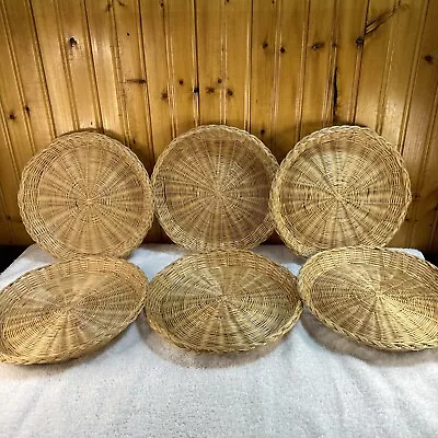 Vtg Wicker Rattan Woven Paper Plate Holders Retro Picnic Basket Camping LOT 6 • $10.87