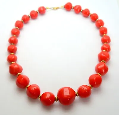 Vintage Massive Ladies Collar Necklace Red Beads • $21.24