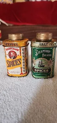 Vintage Radford's Spices & Steamship Brand Tin Salt & Pepper Shakers • $10