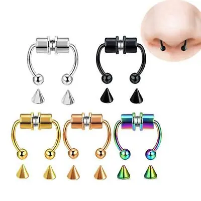Magnetic Fake Septum Nose Ring Segment Helix Tragus Faux Clicker Non Piercing • £3.79
