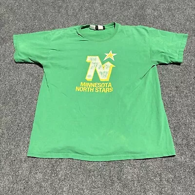 Minnesota North Stars Shirt Men's Large Green Cotton Old Time Hockey FLAWS* • $18.88