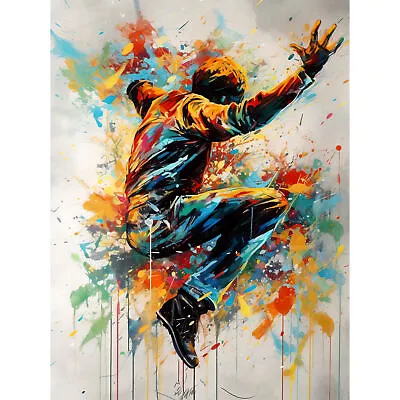 Freestyle Dancing Street Dance Vibrant Paint Splat Canvas Poster Print Wall Art • £13.99