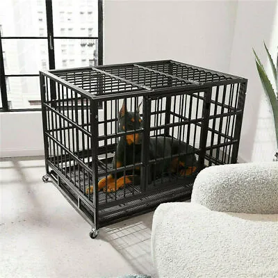 £254.96 • Buy XXL Large Heavy-Duty Dog Cage Chew Proof Square Tube Metal Kennel Crate Wheeled