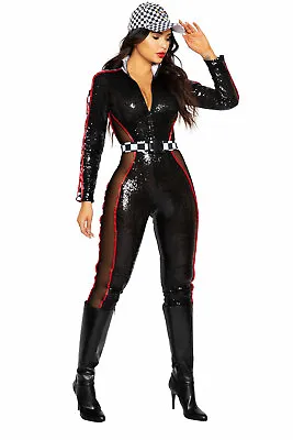 Roma Glam Racer Babe Race Car Driver Sequin Bodysuit Adult Women Costume 5007 • $99.77