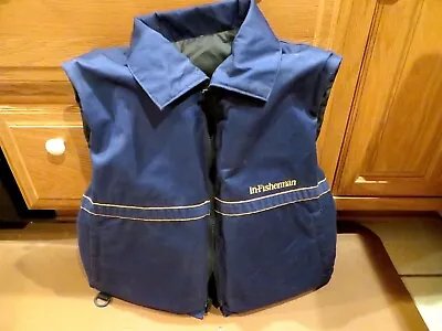 Vintage In-Fisherman Life Jacket Vest ~~ Dark Blue ~~ Adult Medium (40-42”) • $7.59