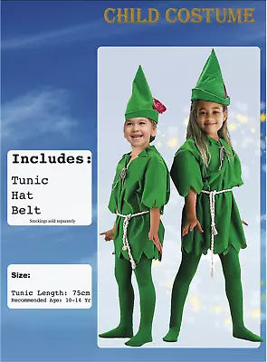 Peter Pan Book Week Party Kid Children Costume Dress Up Full Outfit Free Postage • $19.95