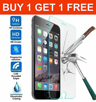 For Apple IPhone 5 6 6s 7 8 SE 2nd Gen 2 Pack Tempered Glass Screen Protector  • £2.99