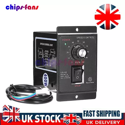 US52 AC 220V 400W Motor Speed Controller Speed Pinpoint Regulator 50Hz 60Hz UK • £14.99