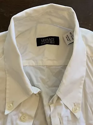 Versace Classic V2 Vintage White Long Sleeve Collared Shirt Mens Size Medium • £4.99