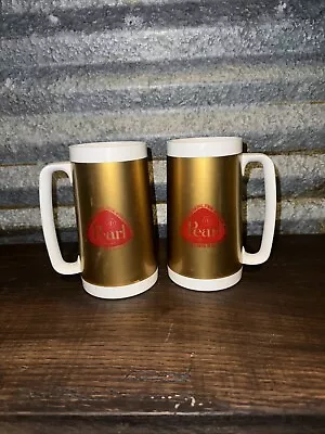 2 Vintage Pearl Beer Gold Red Logo 1100 Springs Mug Thermo Serv West Bend USA • $0.99