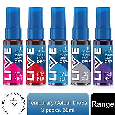 Schwarzkopf LIVE Colour Drops Semi-Permanent And Silicone-Free Hair Dye 3x30ml • £22.49