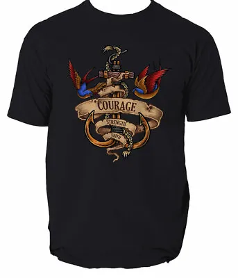 Nautical Spirit Mens T Shirt Navy Sailor Ocean Light Faith Courage Sea S-3XL  • £14.99