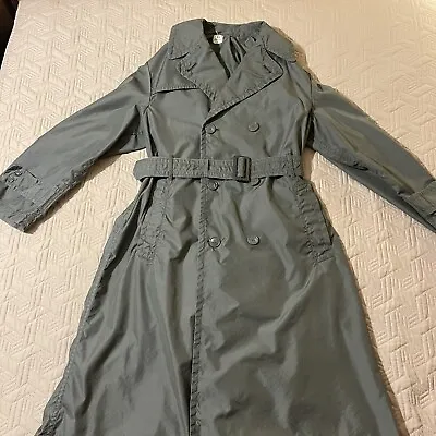 Vintage Raincoat Military Quarpel Army Green 274 Trench Coat USA MENS 40R • $39.90