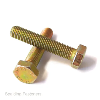 Yellow Zinc Gold Metric Hex Head Fully Threaded Bolts M6 M8 M10 M12 • £2.19