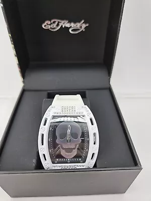 Ed Hardy Men's Matte White Plastic Strap Wat H 42mm NEW List Price 95.00 • $59