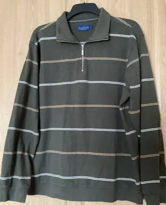 £3 • Buy Mens BHS Long Sleeve Green Stripe Top Size Large 44” Chest Approx Atlantic Bay