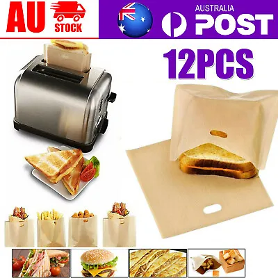 $9.99 • Buy 12 X Reusable Toaster Bag Gluten Free Bread Bag Sandwich Toasting Brown Bags