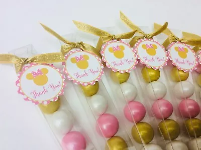 Minnie Mouse Baby Girl Shower Birthday Pink And Gold Party Favor Gumball Candy • $15