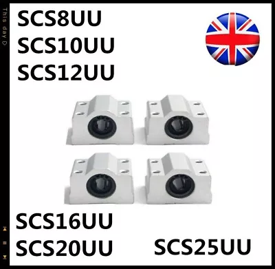 4PCS Linear Ball Bearing Unit For CNC SCS8UU 8mm-25mm Pillow Block Linear Slides • £7.99