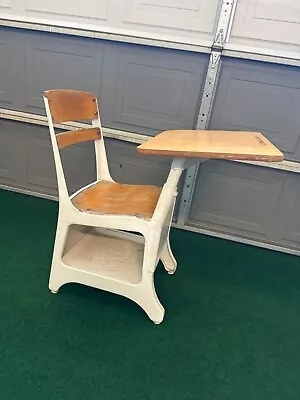 Antique School Desk The Crusader American Desk Single Arm With Shelf • $165