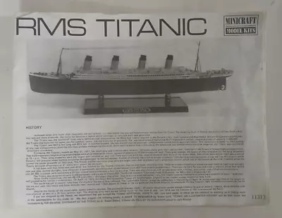 RMS Titanic Minicraft Model Kits Instructions Only • $9.95