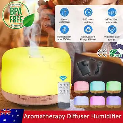 Aroma Aromatherapy Diffuser LED Oil Ultrasonic Air Humidifier Purifier 500ML • $16.95