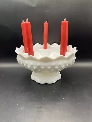 VTG Fenton Milk Glass Hobnail Centerpiece Compote Dish Candleholder 6.5 X 3.75  • $19.99