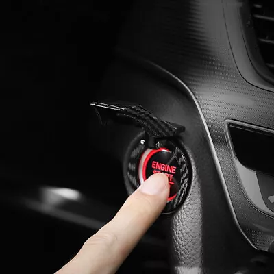 Car Carbon Fiber Sticker Engine Start Stop Push Button Switch Cover Accessory • $6.46