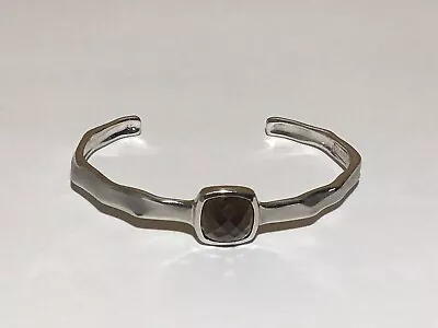 Charles Garnier 925 Sterling Silver Smoky Quartz Faceted Stone Cuff Bracelet • $65