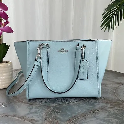 $140 • Buy Coach Crosby Carryall 21 In Crossgrain Leather F11925 Light Blue