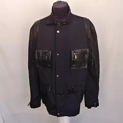 Versace Collection Men's Black Nylon/Leather Pocket Jacket Full Zip/Snap Size 52 • $99.99