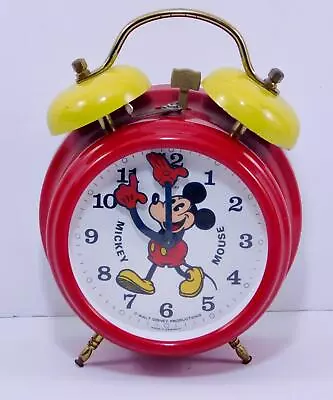 Vintage Disney MICKEY MOUSE Two Bell Alarm Clock Made In Germany By BRADLEY • $30