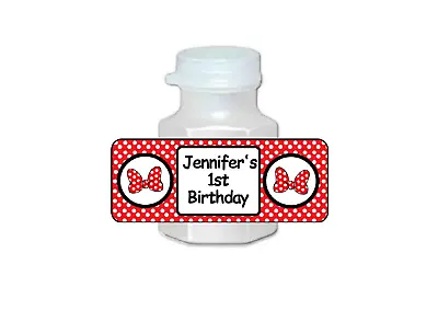 30 Minnie Bubble Labels Stickers Tags For A Mouse Birthday Party Personalized • $3.25