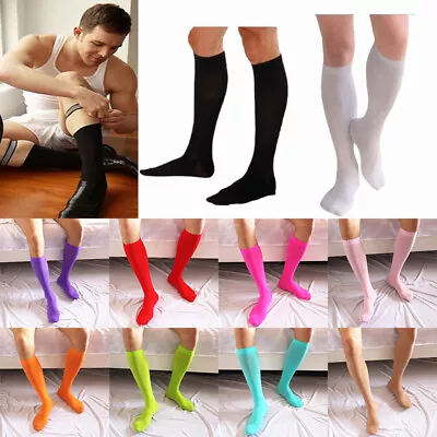 3Pairs Mens Over The Calf Dress Socks Ultrathin Stretchy Knee High Calf Socks  Ṅ • $2.82