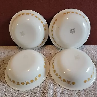 Corelle Butterfly Gold 6.25  Diameter Soup Cereal Bowls Flowers Set Of 4 Vintage • $19.99