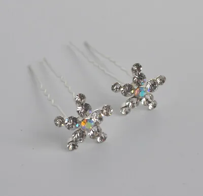 4  X Crystal/rhinestone/diamante 1.8cm Large Star Hair Pins. Wedding/party. UK • £4.95