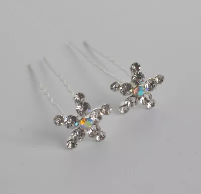 4  X Crystal/rhinestone/diamante 1.8cm Large Star Hair Pins. Wedding/party. UK • £4.95