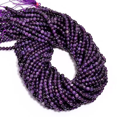 $9 • Buy Natural Lepidolite Gemstone Round Shape Smooth Beads 4X4.5 Mm Strand 15  EB638