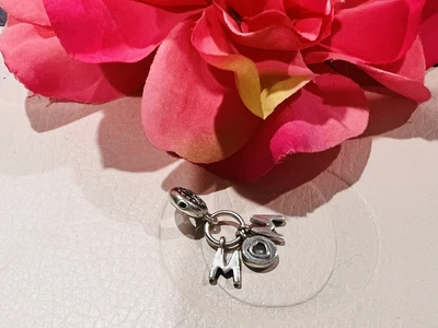 $25 • Buy Pandora Mom Letters Pink CZ Heart Silver Dangle Charm 797059 Mother Mum