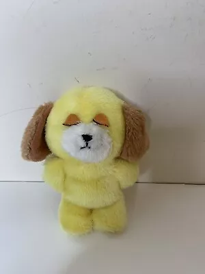 Yellow Puppy Dog Plush Closed Eyes 7.5  Retro Stuffed Animal Toy Vintage MCM • $8.16