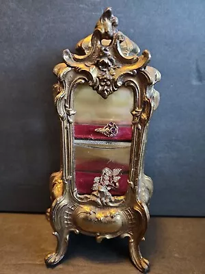 Miniature Gilded French Curio Cabinet  Cast Iron 8.25  W/Damage Read • $250