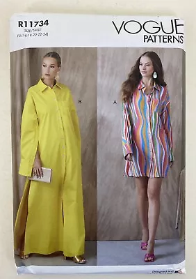 Vogue Pattern R11734 Misses Shirt Dress Size 16-24 Uncut • $6