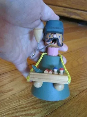 Wood Man Pipe Handlebar Mustache Toys Vtg Decoration Christmas Wooden Toymaker • $25.95