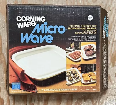 Vintage White Corning Ware Microwave Browning Grill Plate 11.5x12 MW-2 W/ Box • $24